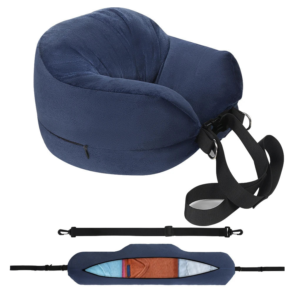 Almohada de Viaje con Espacio de Almacenamiento