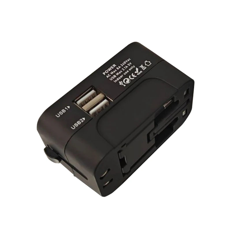 Adaptador Universal de Viaje con 2 Puertos USB