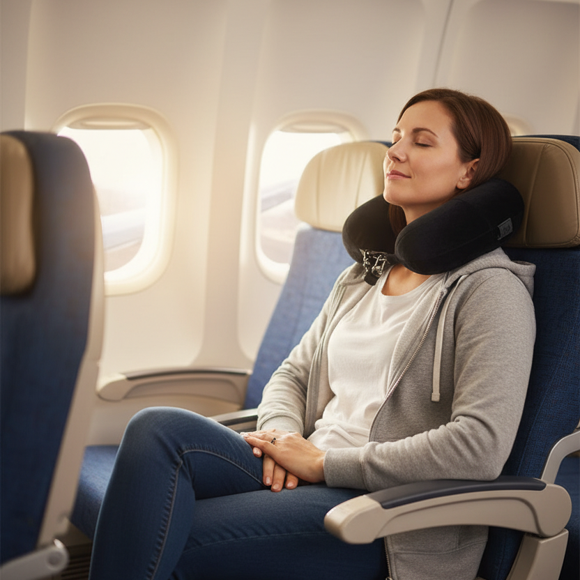 Almohada de Viaje con Espacio de Almacenamiento