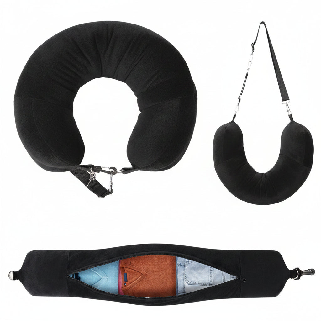 Almohada de Viaje con Espacio de Almacenamiento