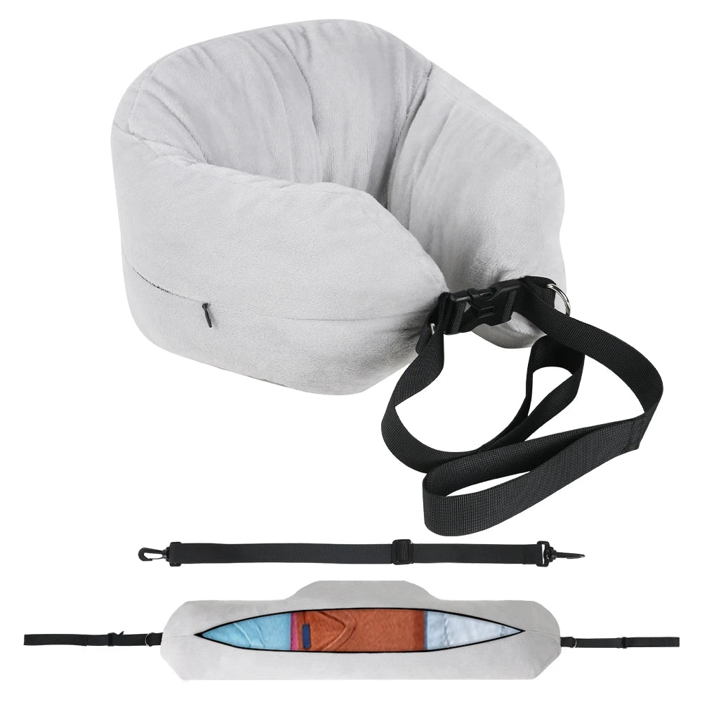 Almohada de Viaje con Espacio de Almacenamiento